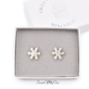 Gingerbread Snowflake Biscuit Stud Earrings